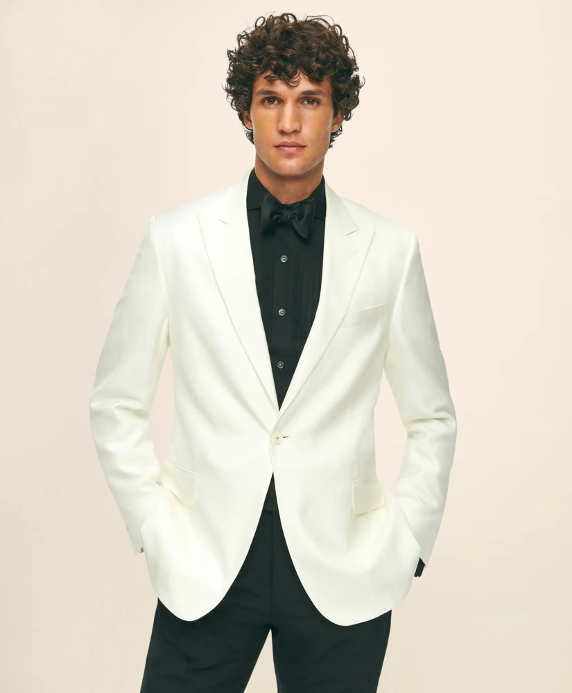 Tailored Black Fleece Peak Lapel Dinner Jacket in Silk Dupioni - Brooks Brothers Near me