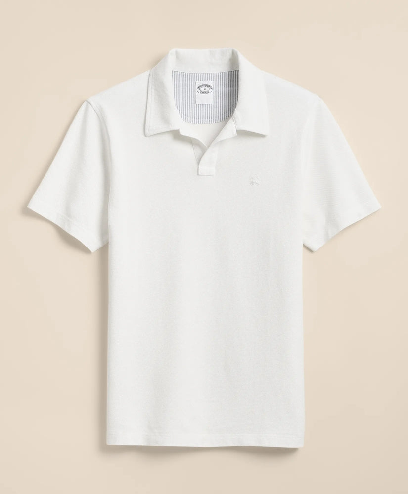 Men Cotton Pique Garment-Dyed Johnny Collar Polo Shirt - Brooks Brothers US
