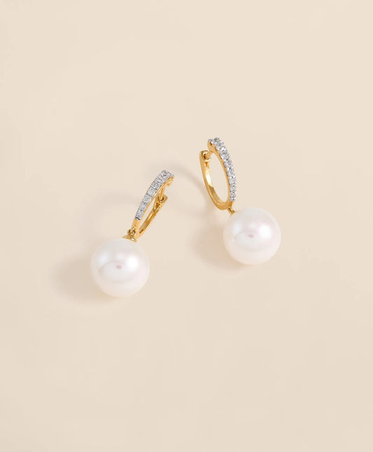 Women 14k Gold Pearl Hoop Earrings - Brooks Brothers Outlet