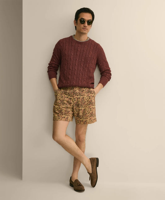Men 7" Cotton Paisley Print Shorts - Brooks Brothers Near me