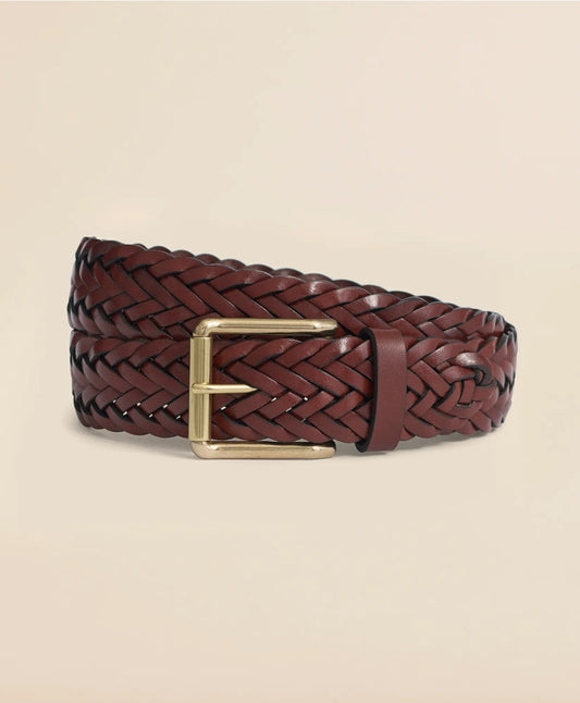 Men Braided Leather Belt - Brooks Brothers US