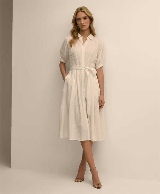 Women Embroidered Belted Shirt Dress - Brooks Brothers Online