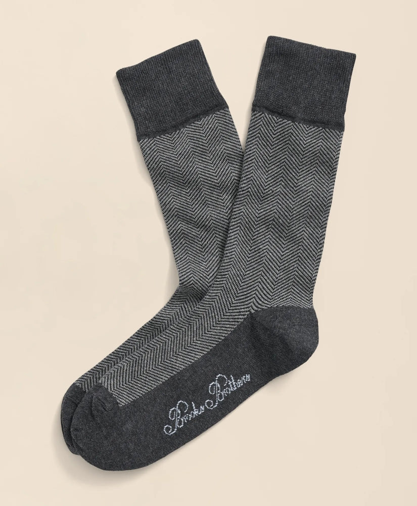 Men Cotton Blend Herringbone Socks - Brooks Brothers Gift
