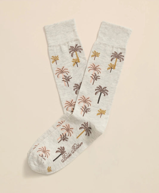 Men Cotton Blend Palm-Tree Motif Socks - Brooks Brothers sale