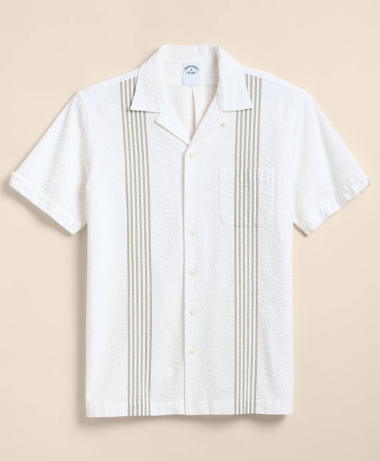 Shirts Cotton Blend Seersucker Camp Collar Shirt - Brooks Brothers US
