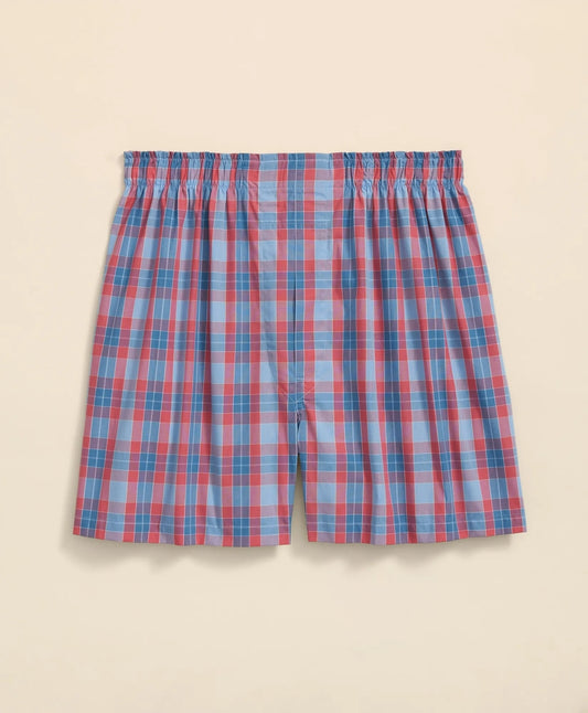 Men Cotton Broadcloth Check Boxers - Brooks Brothers Outlet