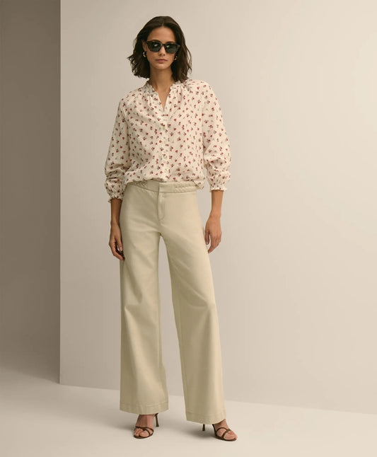 Women Cotton Twill Braided-Detail Wide-Leg Pants - Brooks Brothers sale