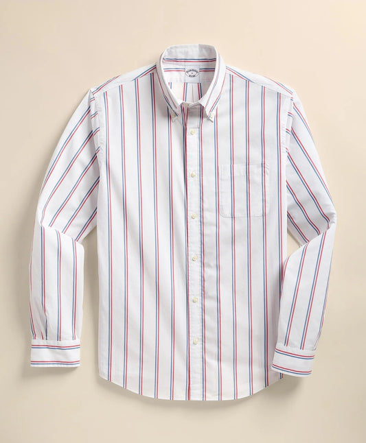 Men Friday Shirt, Poplin Ribbon Stripe - Brooks Brothers For sale