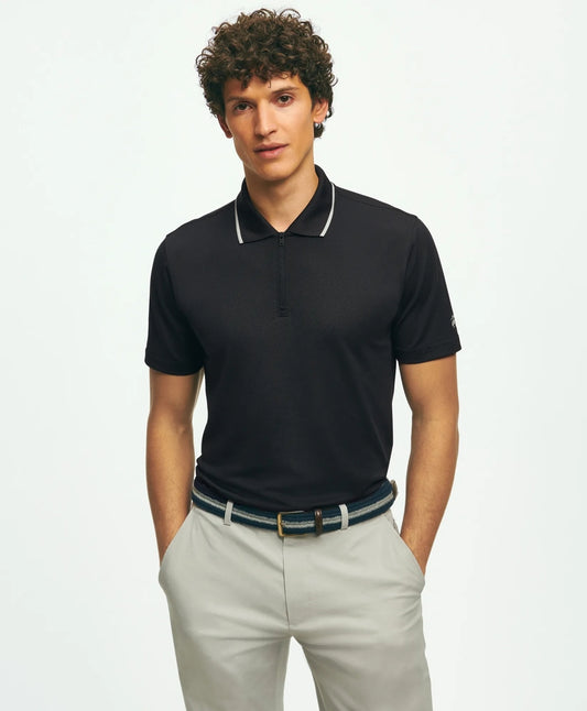 Men Performance Series Quarter-Zip Pique Polo Shirt - Brooks Brothers Near me