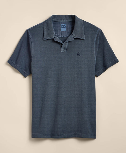 Men Cotton Pique Garment-Dyed Johnny Collar Polo Shirt - Brooks Brothers US