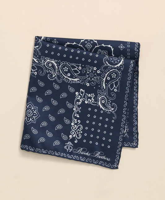 Men Silk Bandana Print Pocket Square - Brooks Brothers sale