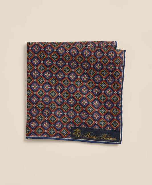 Men Silk Foulard Print Pocket Square - Brooks Brothers For sale
