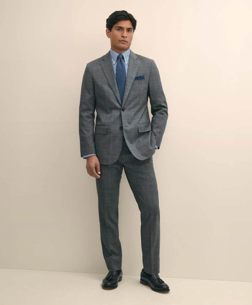 Sale Slim Fit 1818 Windowpane Suit In Wool - Brooks Brothers Near me