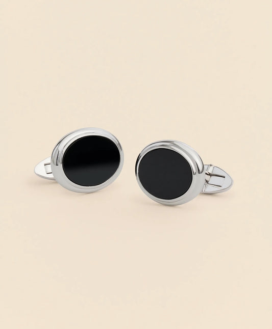 Men Sterling Silver Onyx Oval Rhodium-Plated Cufflinks - Brooks Brothers Near me