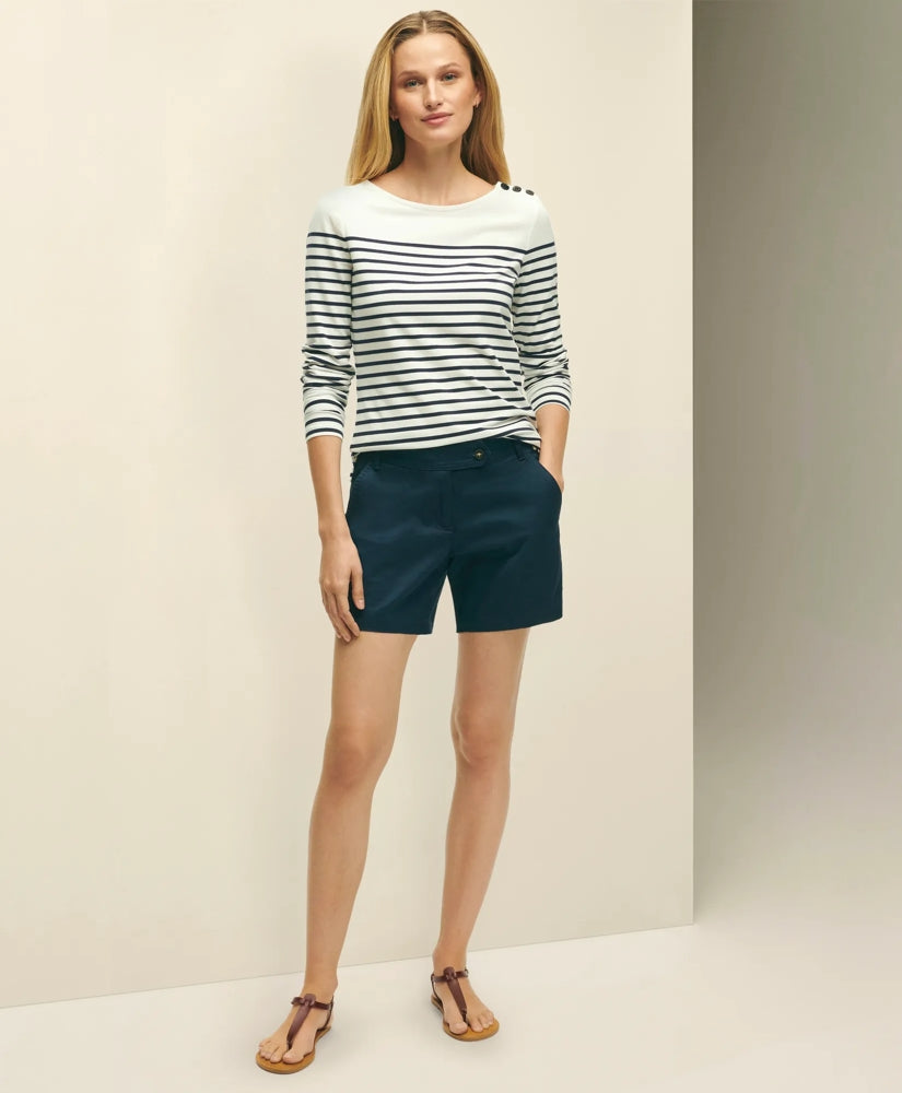 Women Stretch Cotton Twill Shorts - Brooks Brothers US