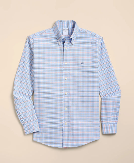 Shirts Stretch Non-Iron Cotton-Oxford Polo Button-Down, Check Sport Shirt - Brooks Brothers Discount