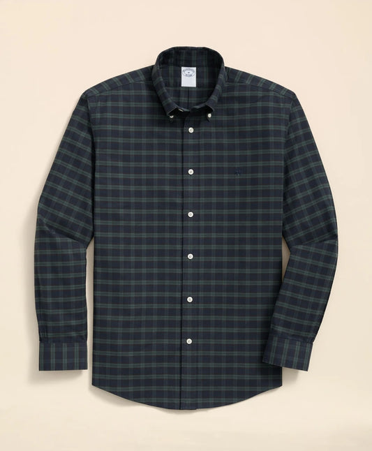 Sale Stretch Non-Iron Oxford Button-Down Collar, Black Watch Shirt - Brooks Brothers US