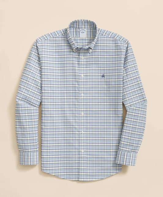 Sale Stretch Non-Iron Oxford Button-Down Collar, Tattersall Sport Shirt - Brooks Brothers Discount