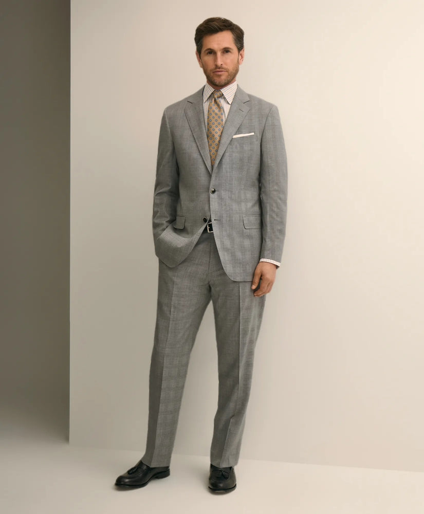 Tailored Traditional Fit Wool Check 1818 Suit - Brooks Brothers Outlet