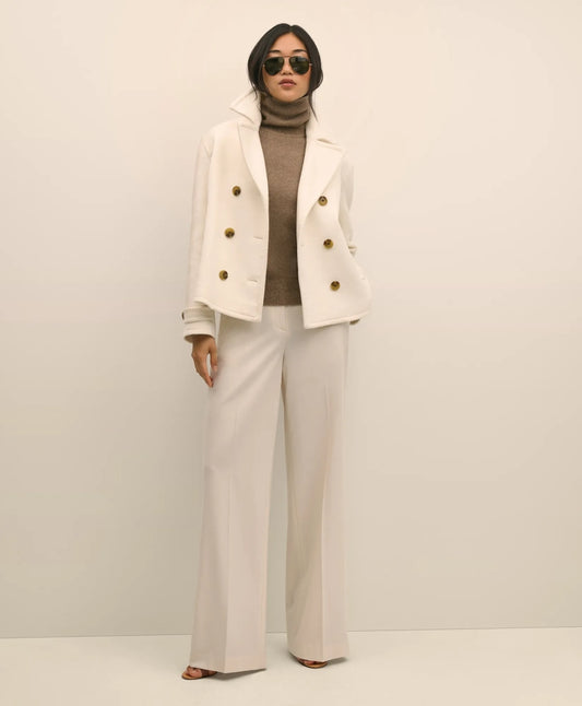 Sale Wool Double-Faced Cropped Peacoat