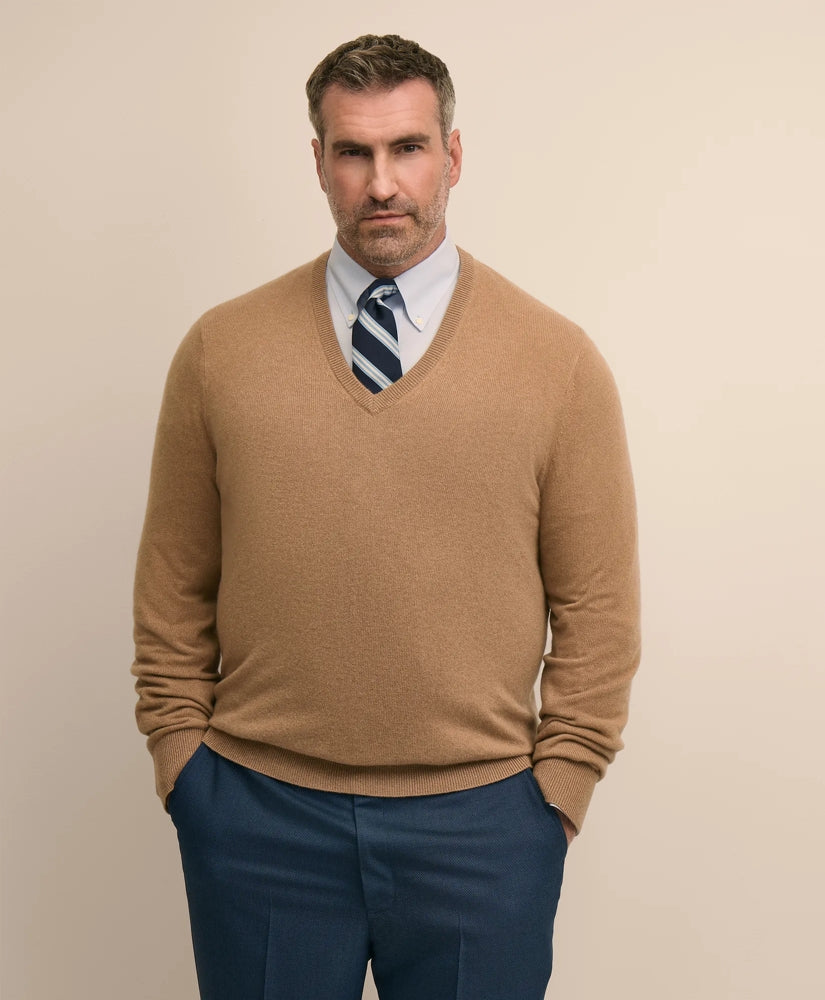 Men Big & Tall 3-Ply Cashmere V-Neck Sweater - Brooks Brothers Gift