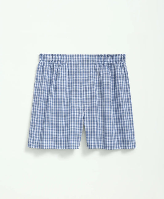 Sale Cotton Broadcloth Mini Checked Boxers - Brooks Brothers Outlet