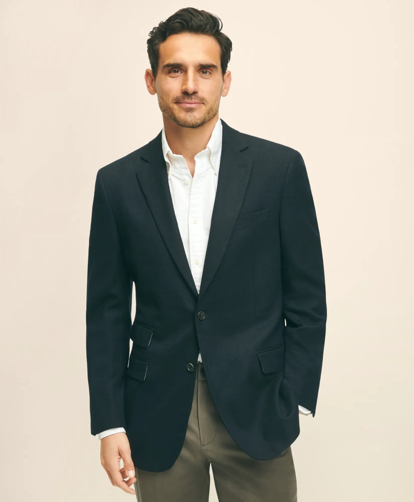 Tailored Traditional Fit Stretch Wool Hopsack Blazer - Brooks Brothers Discount