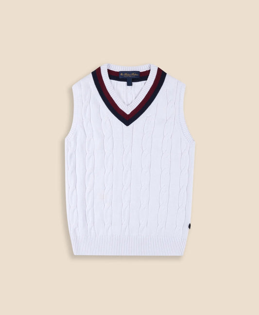Boys Boys Classic Cable Knit Tennis Vest - Brooks Brothers sale