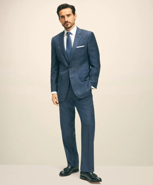 Tailored Traditional Fit Wool Windowpane 1818 Suit
