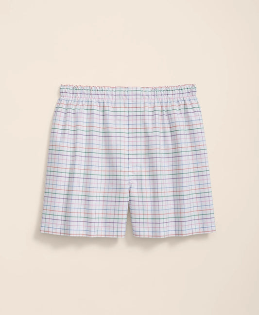 Sale Cotton Broadcloth Tattersall Boxers - Brooks Brothers Outlet