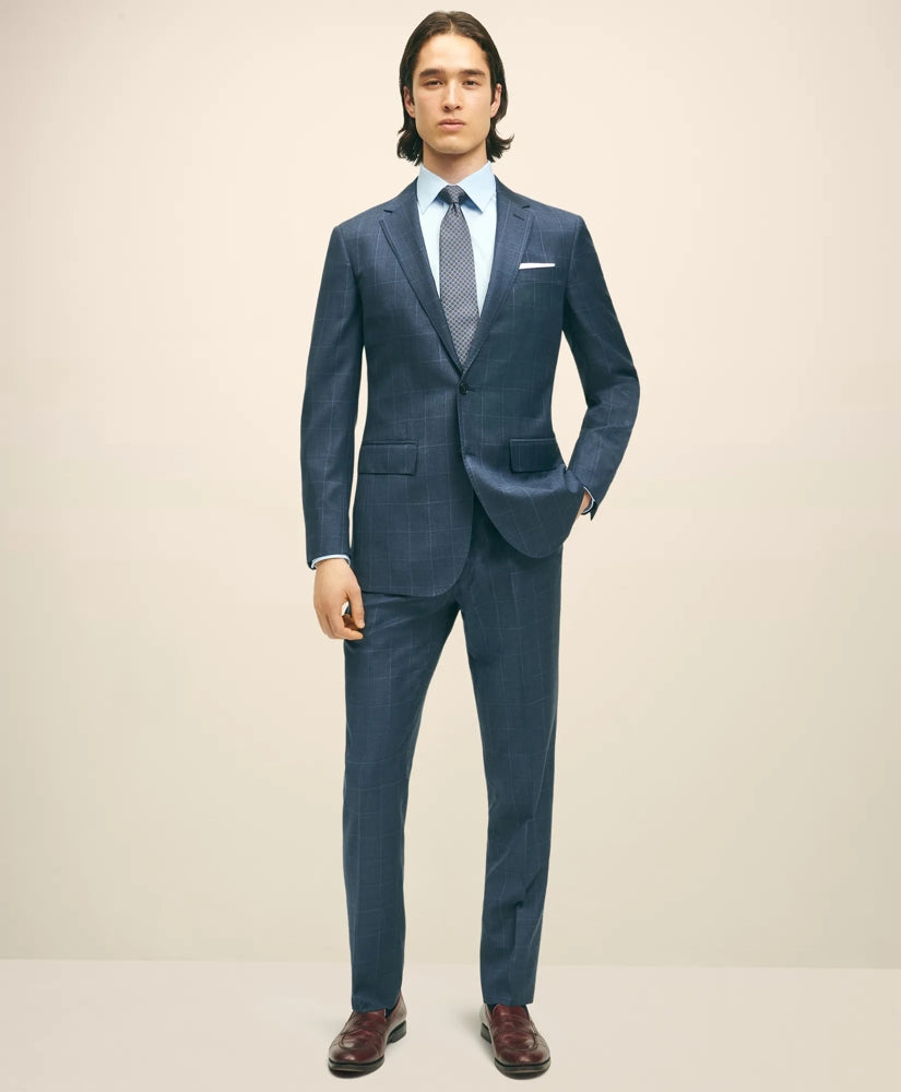 Men Slim Fit Wool Windowpane 1818 Suit - Brooks Brothers Near me