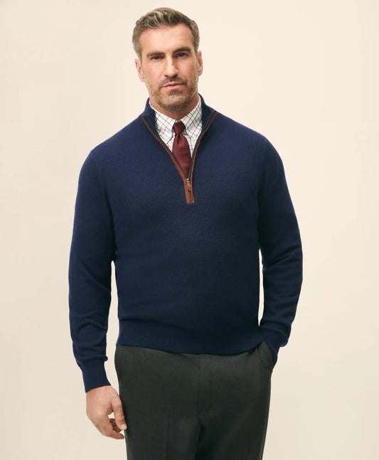 Men Big & Tall 3-Ply Cashmere Quarter-Zip Sweater - Brooks Brothers sale