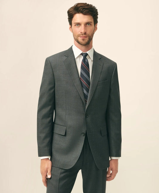 Men Classic Fit Wool Windowpane 1818 Suit