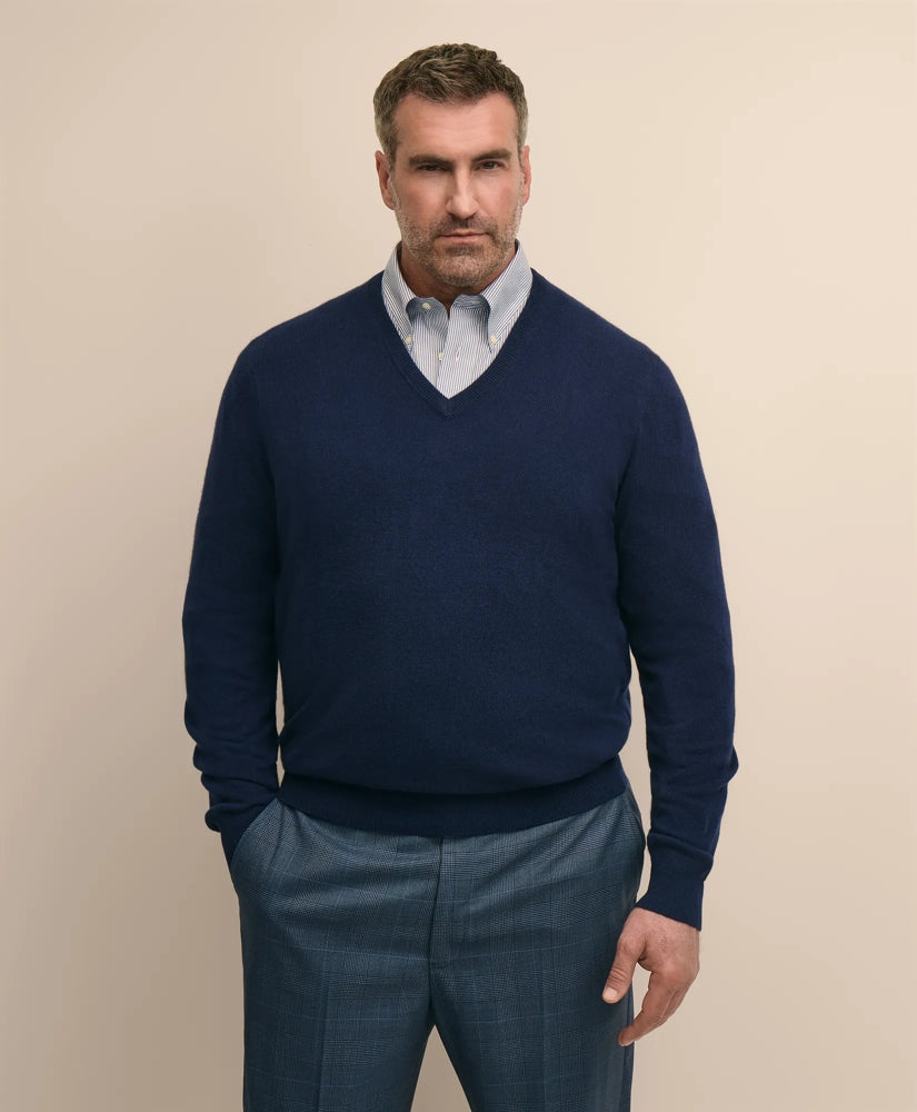 Men Big & Tall 3-Ply Cashmere V-Neck Sweater - Brooks Brothers Gift